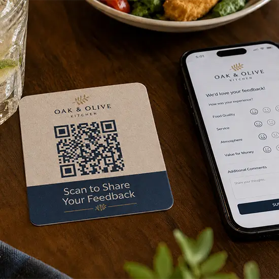 QR Code Customer Feedback with Coasters